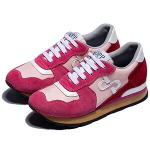 Opp France Sneakers Shoes Womens Sz 8.5 Pink Red Low Color Block Lace Up Comfort